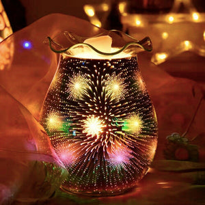 UK Plug 3D Glass Fireworks Electric Aroma Lamp Wax Melter Essential Oil Burner Aroma Night Light UK Plug Electric Aroma Lamp