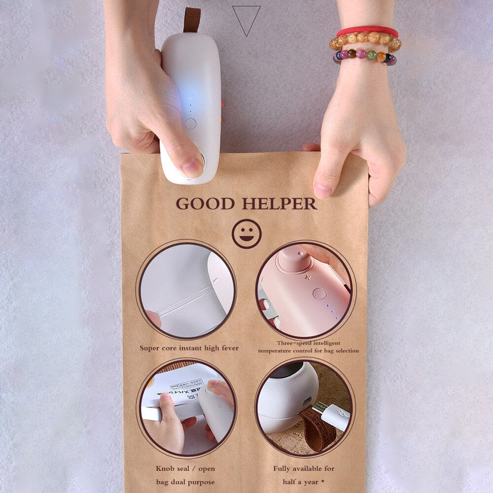 USB Charging Bag Sealer Portable Bag Sealer Handy Sealer Manual Bag Sealing Machine for Snack Grocery Bags