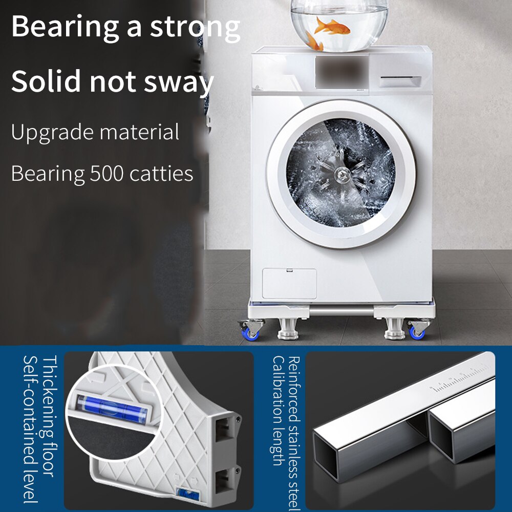 Washing Machine Base With Pulley Brake Lifting Removable Universal Base Rack Washing Machine Support For Household Supplies