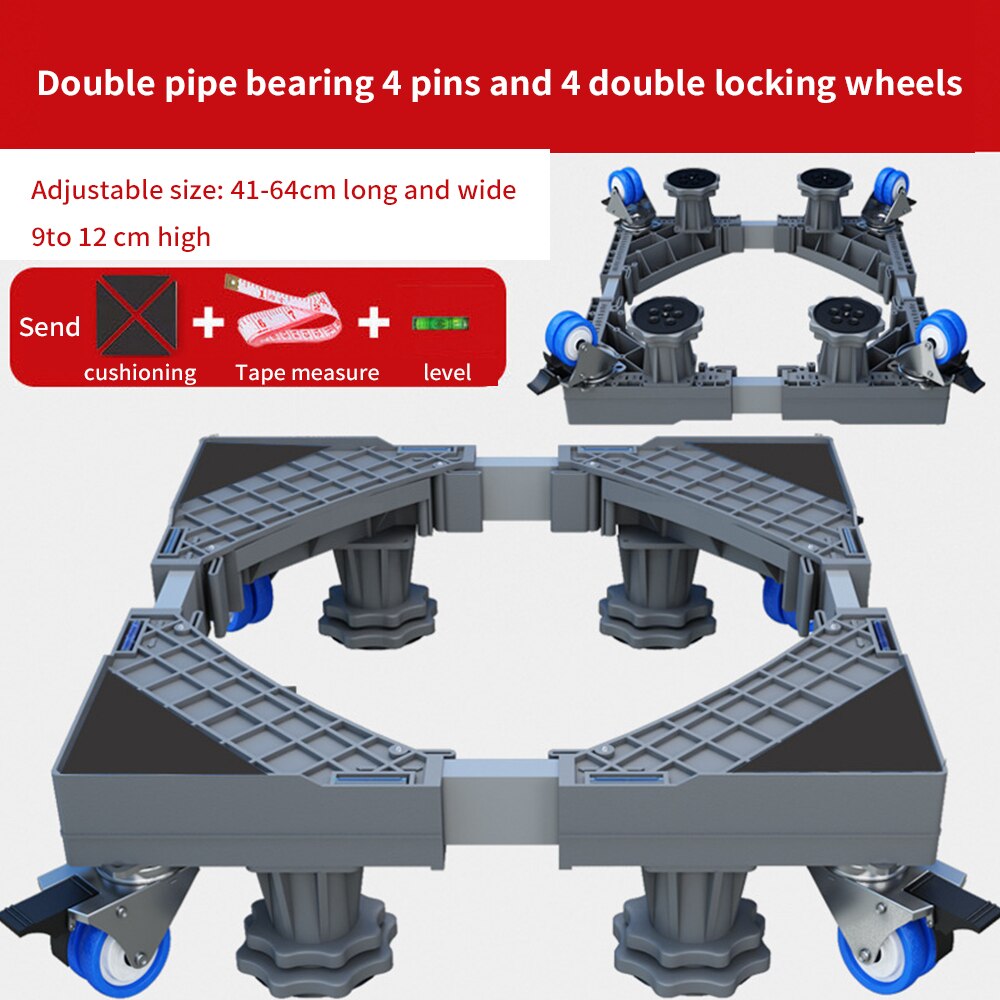 Washing Machine Base With Pulley Brake Lifting Removable Universal Base Rack Washing Machine Support For Household Supplies